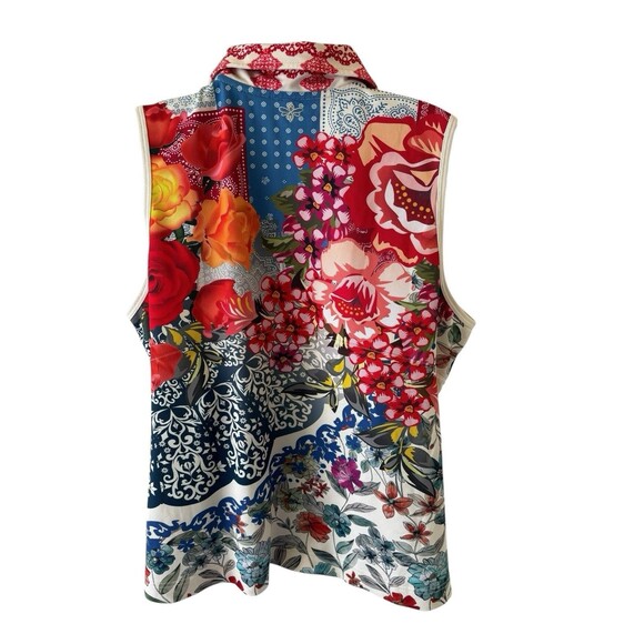 Johnny Was XL Tango Active Pique Polo V Neck Collar Tank - Picture 4 of 6